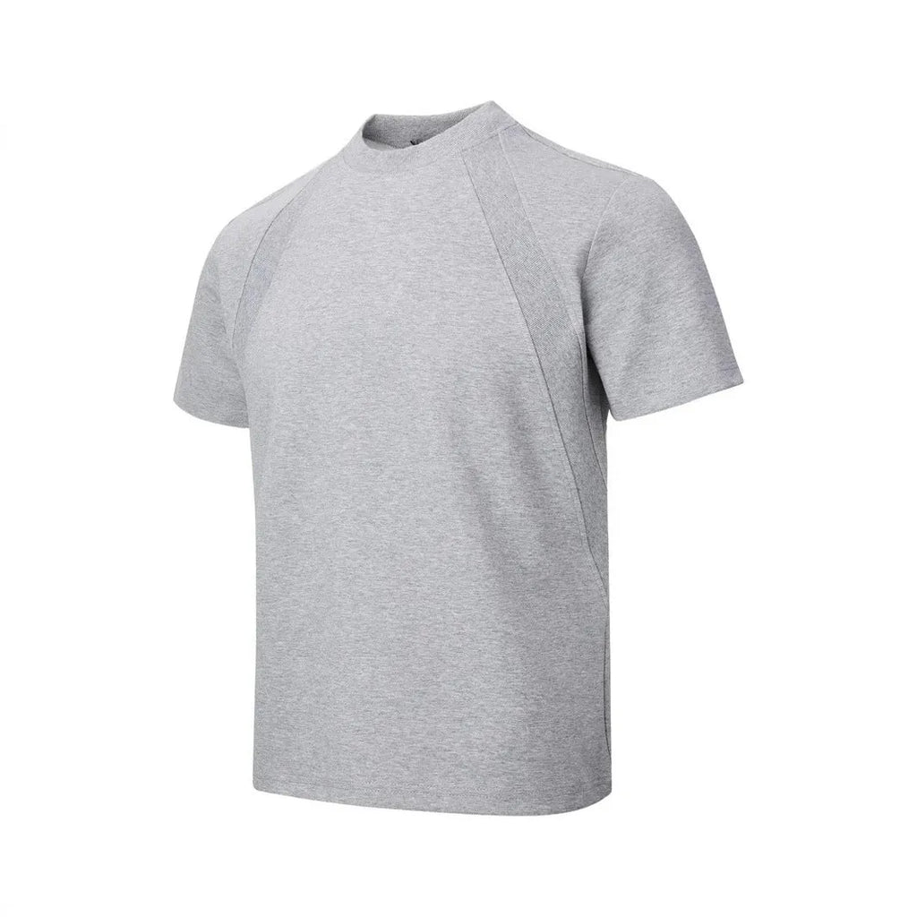 Loose fit short sleeve polyester top in black, shown on a model