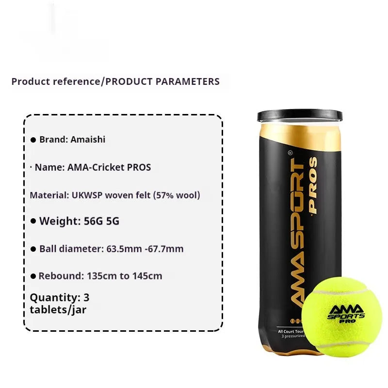 Three high elasticity tennis training balls in black, green and yellow colours for sports coaching