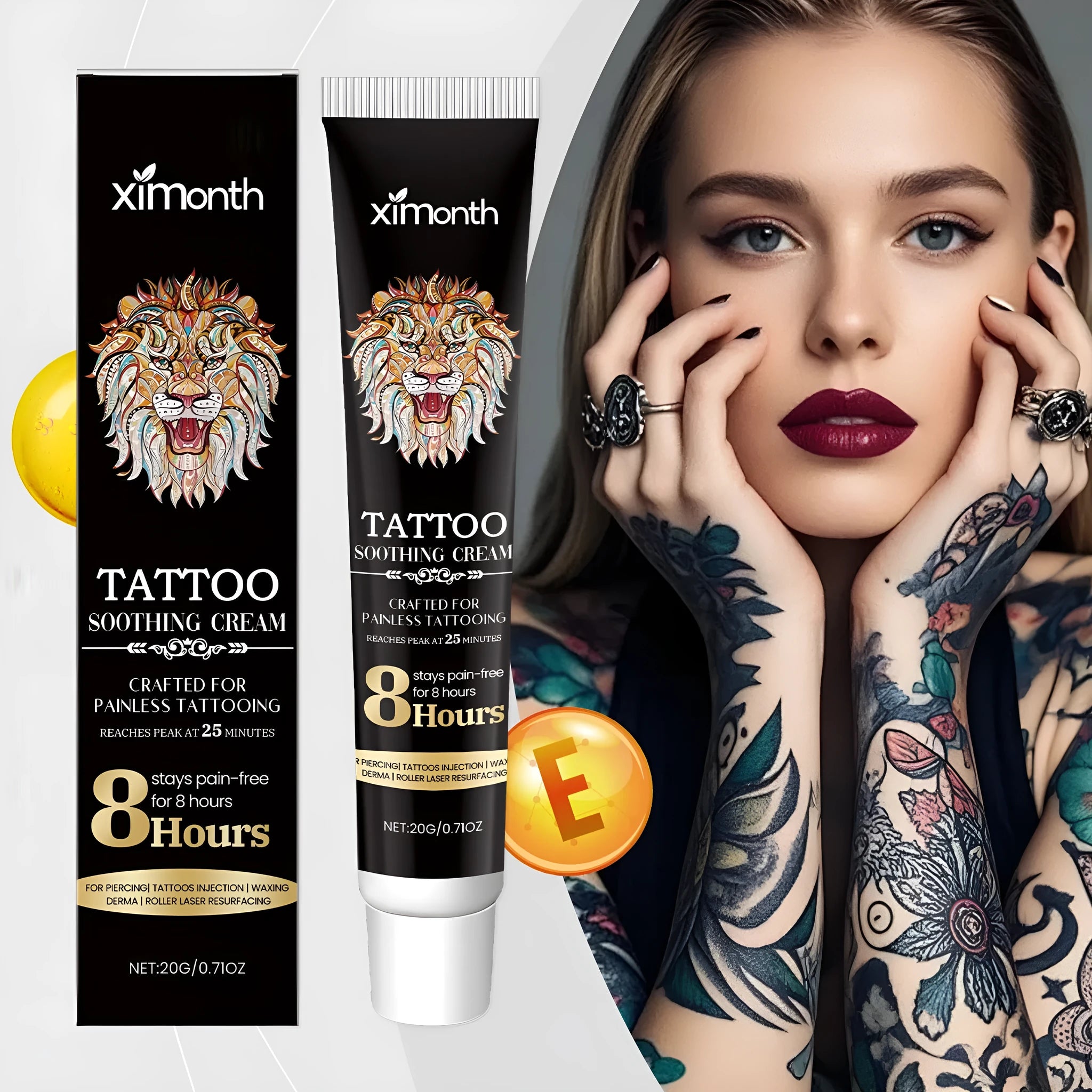 20g tube of tattoo soothing neck cream with botanical ingredients for neck care