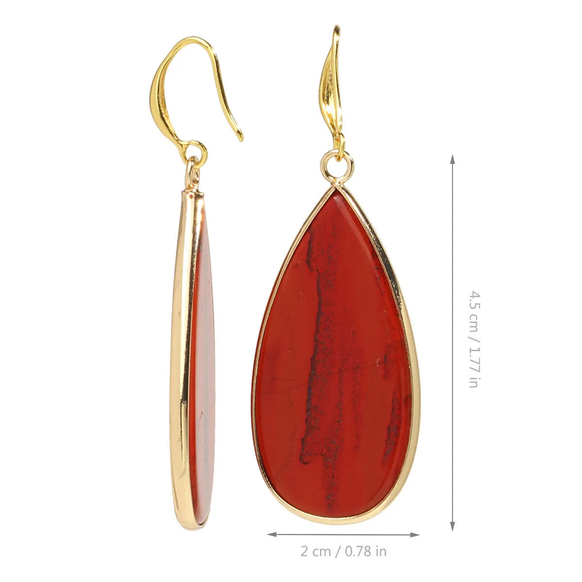 Vintage long water drop earrings handmade from stone in tigereye, amethyst, pink crystal, redstone or turquoise