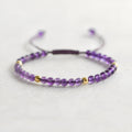 Handmade purple amethyst crystal bracelet with 4mm beads and 14K gold geometric accents