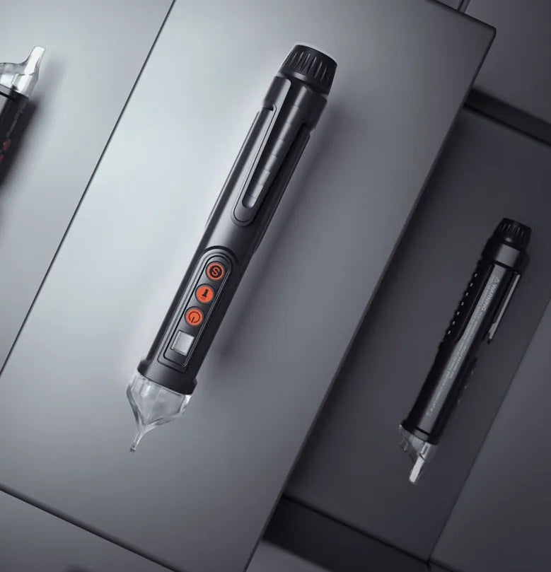 Black intelligent checkpoint test pencil for AC voltage detection with automatic shut-off function