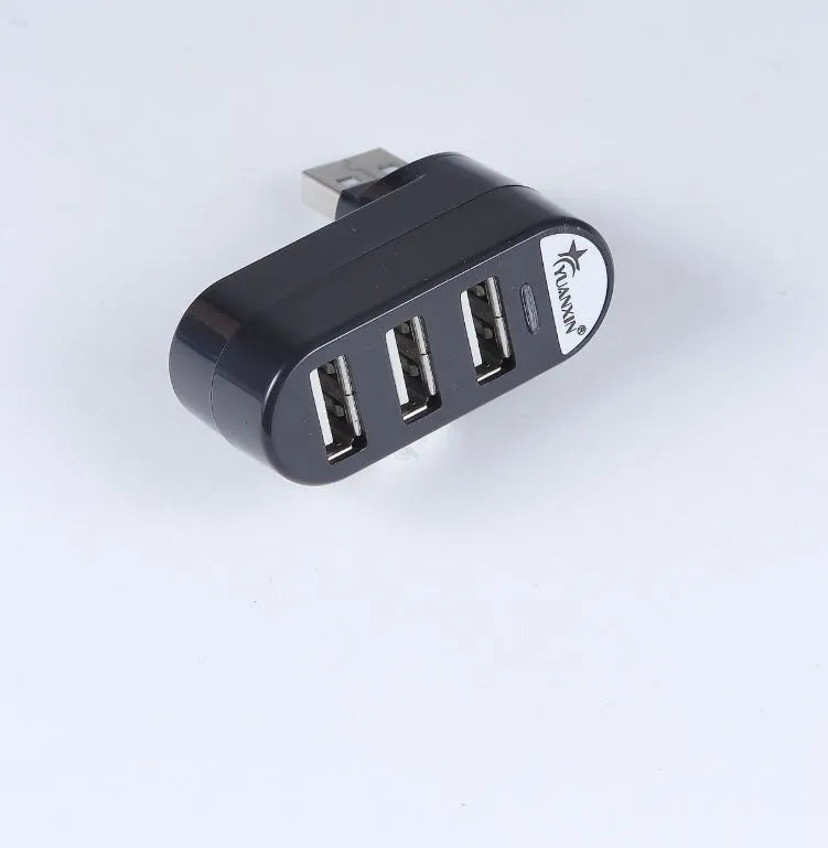 Black and white USB 2.0 hub splitter with multiple high-speed expansion ports for computer connectivity
