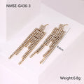 Stainless steel earrings with love heart shape, five-pointed star elements and diamond tassel detailing
