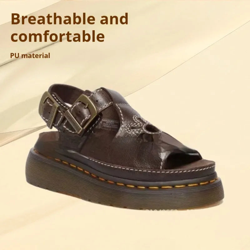 Men's black embroidered floral beach sandals with PU upper and flat heel