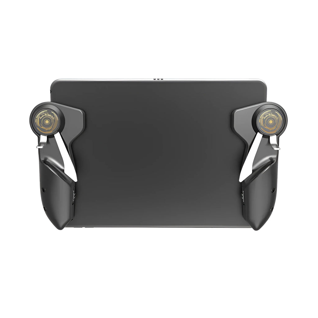 Black PUBG six finger gaming trigger controller for iPad with adjustable conductive silicone buttons