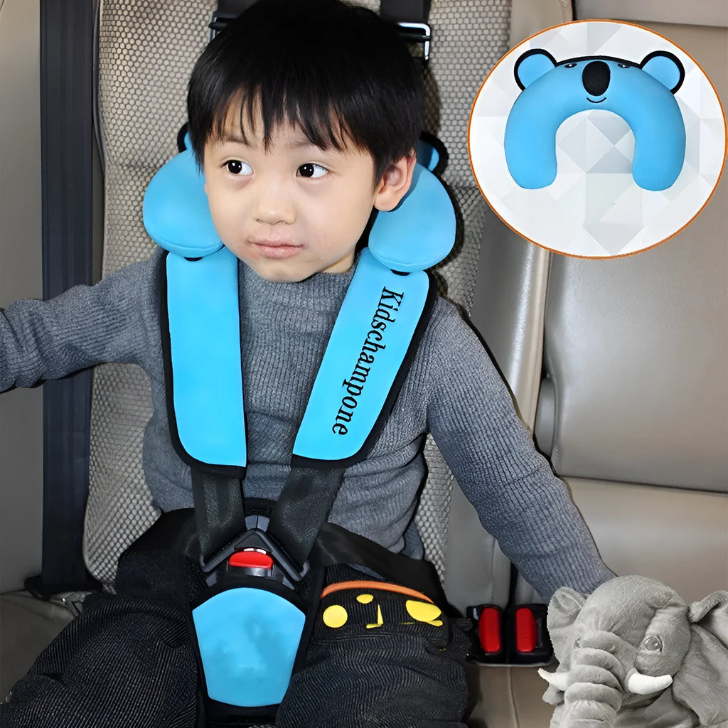 Cute Number One portable child seat belt retainer in rose pink, for children 12-36kg.
