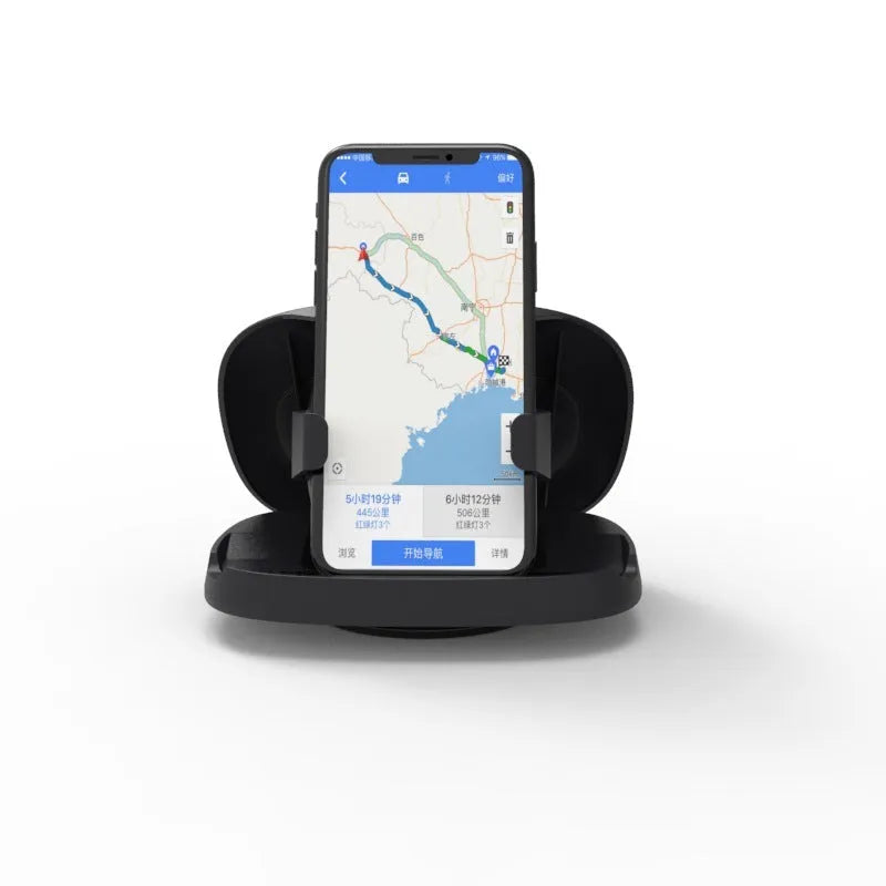 Black rotating suction cup car bracket for mobile phone and sat nav mounting on windscreen