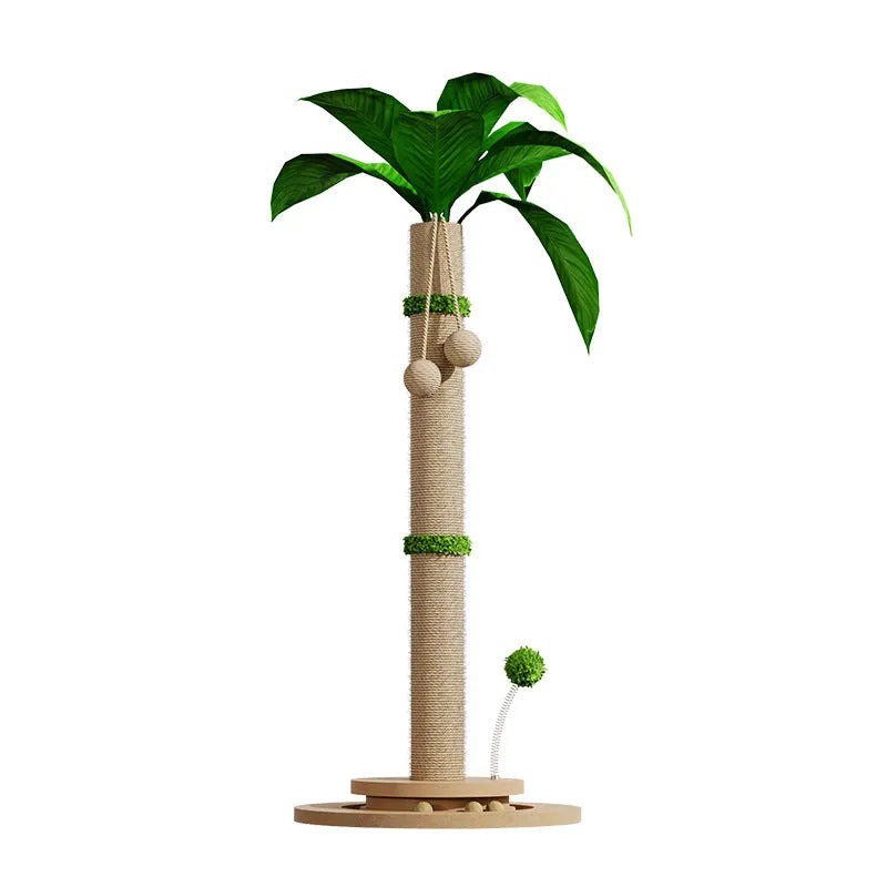 Modern vertical cat climbing frame with natural sisal rope scratch post in Canna colour.