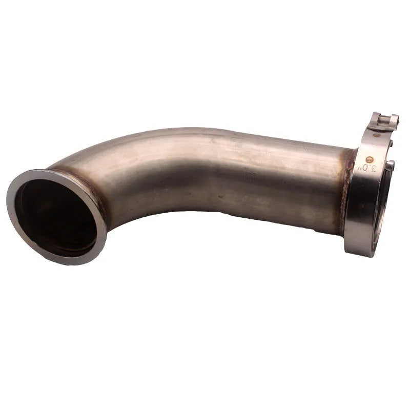 Stainless steel V-clamp downpipe connector for drainage pipe joining.