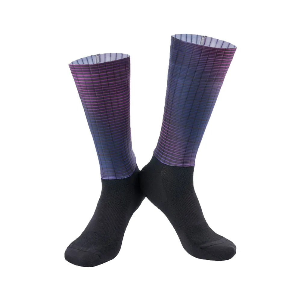 Athletic sports socks for running and cycling in orange, black, purple, white, grey or dark blue
