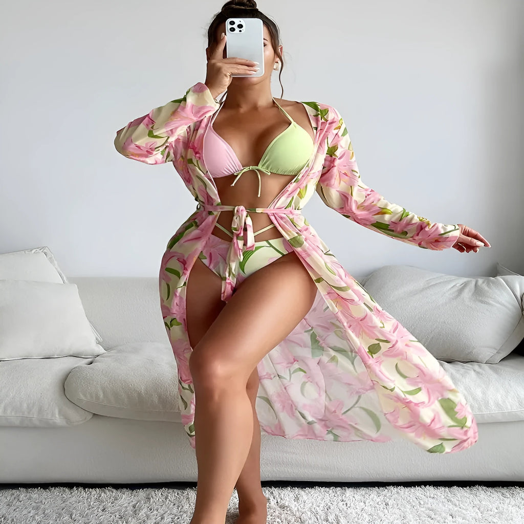 Women's printed bikini set in picture one style colour, shown on a mannequin.