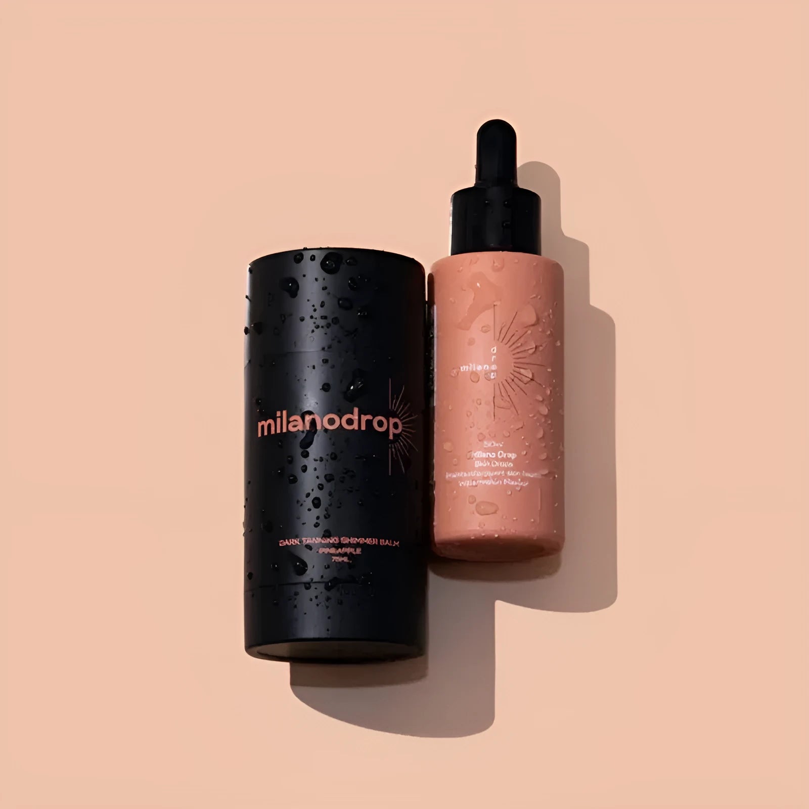 Matte Sun Tanning Black Liquid 50ml bottle and Tanning Flash Cream 75ml tube set.
