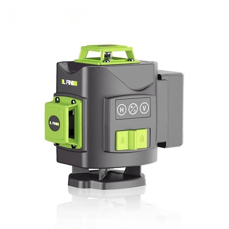 Green 16-line laser level with 360° emission angle on measurement surface