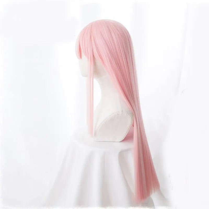 Women's solid pink cosplay wig with long 90cm high temperature wire hair