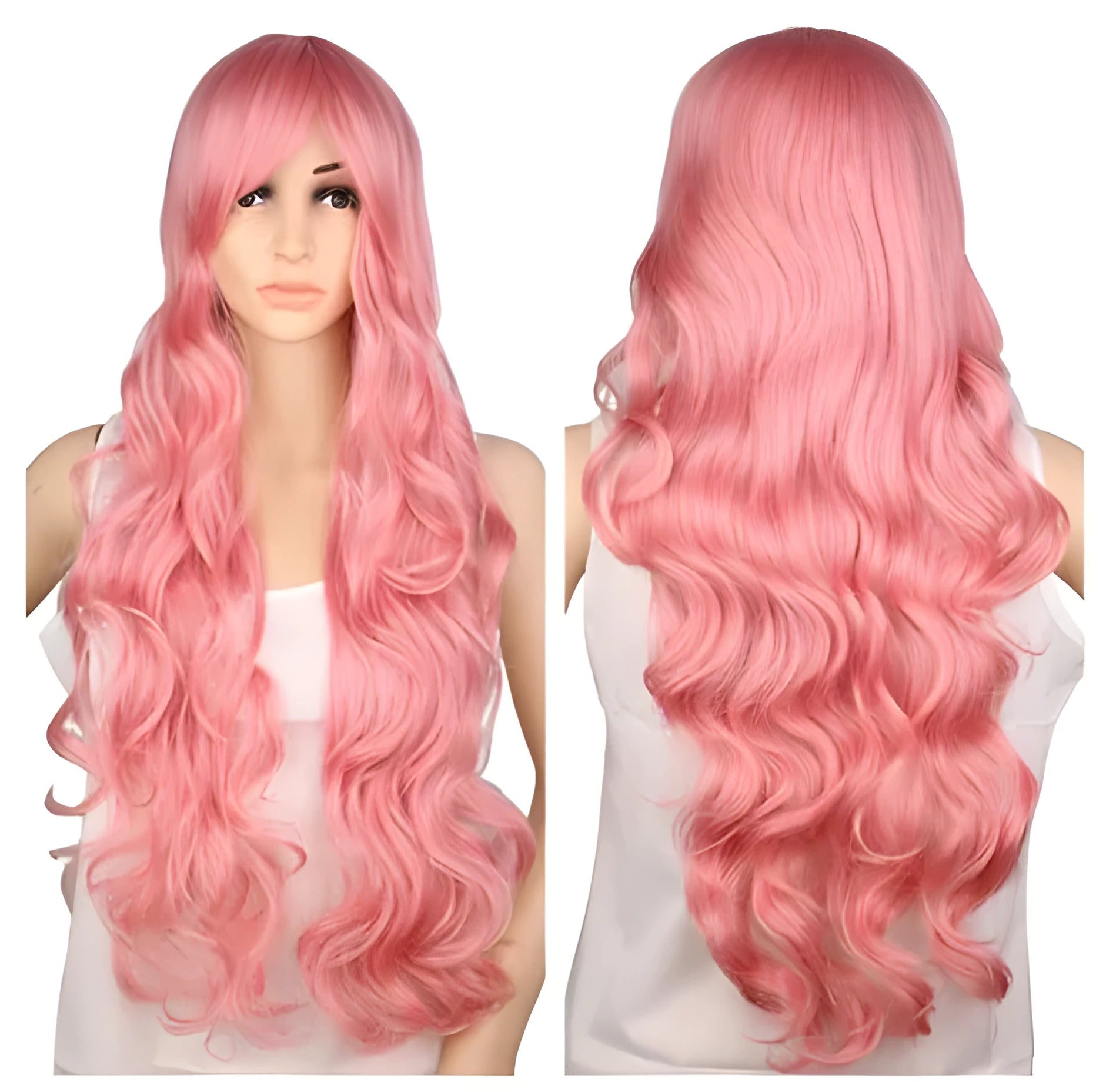 Long curly wig 55cm chocolate brown synthetic fibre ready-to-wear style