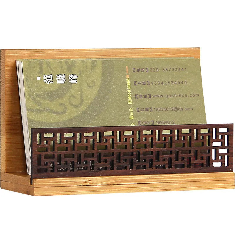 Geometric bamboo and black walnut business gift box with 35mm thickness