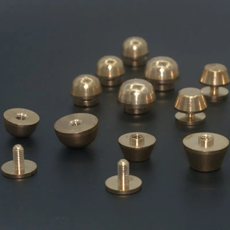 Brass decorative buckle foot nails in 10x6mm and 12x7mm round and bucket shapes