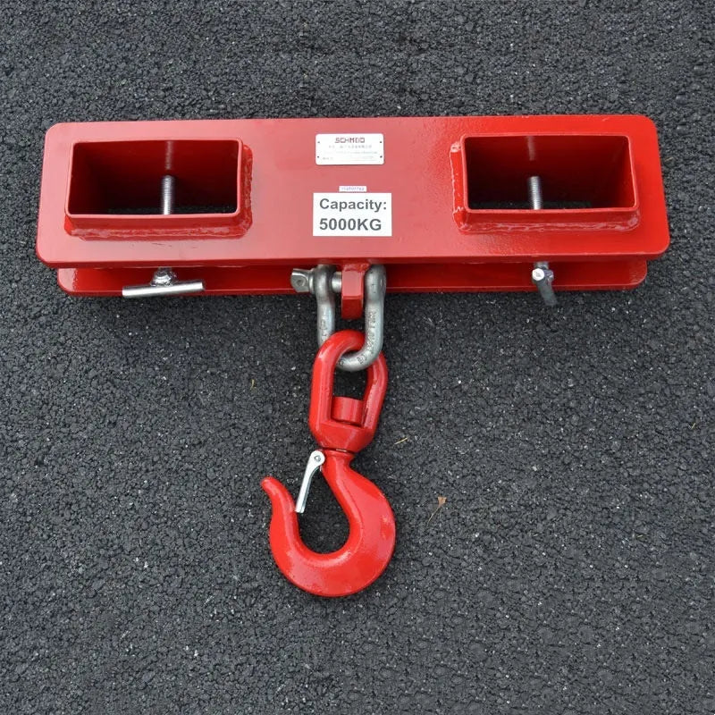 Rotatable forklift hook attachment with safety locking mechanism for mobile crane conversion