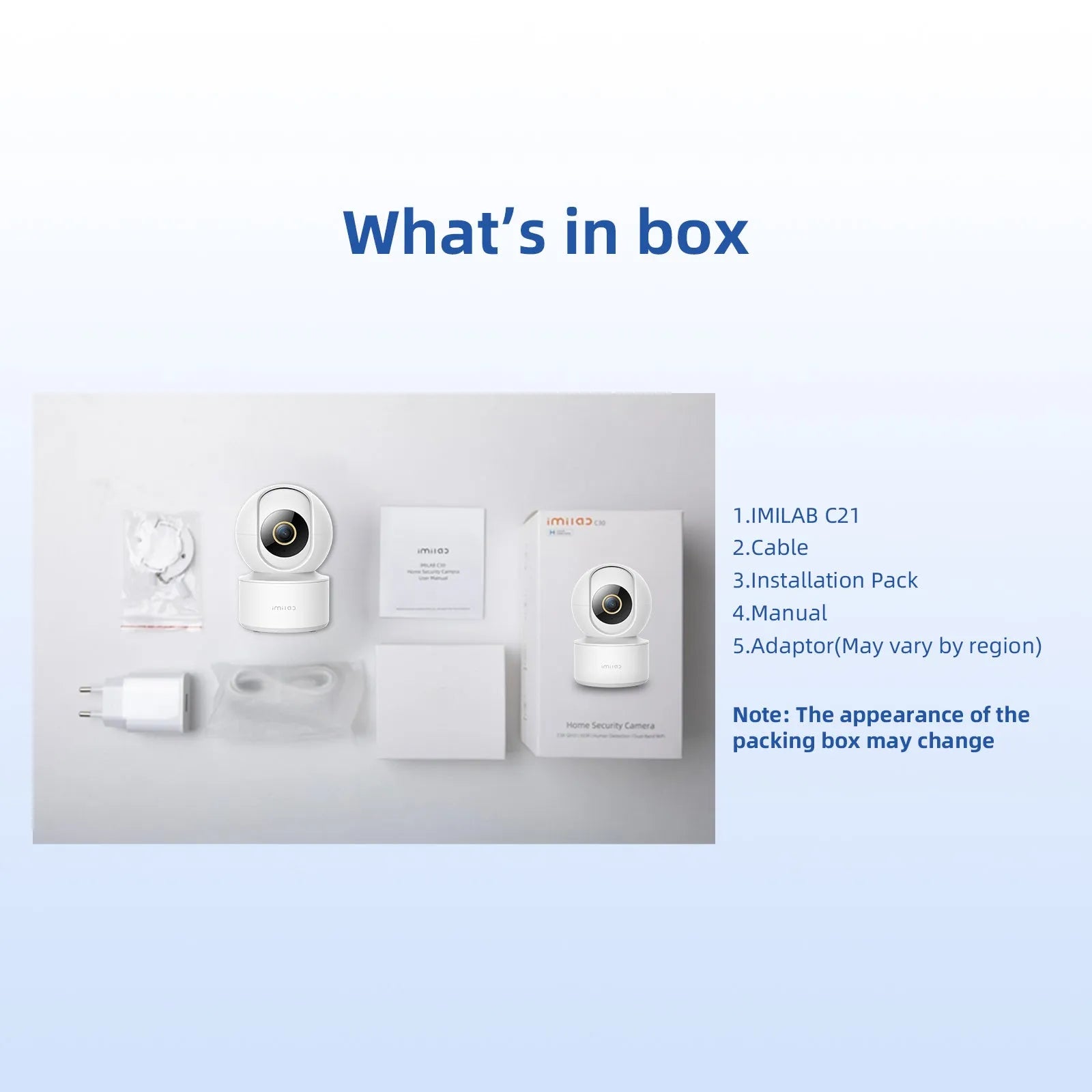 IMILAB C21 white indoor security camera with 2.5K resolution, 360° view and starlight night vision