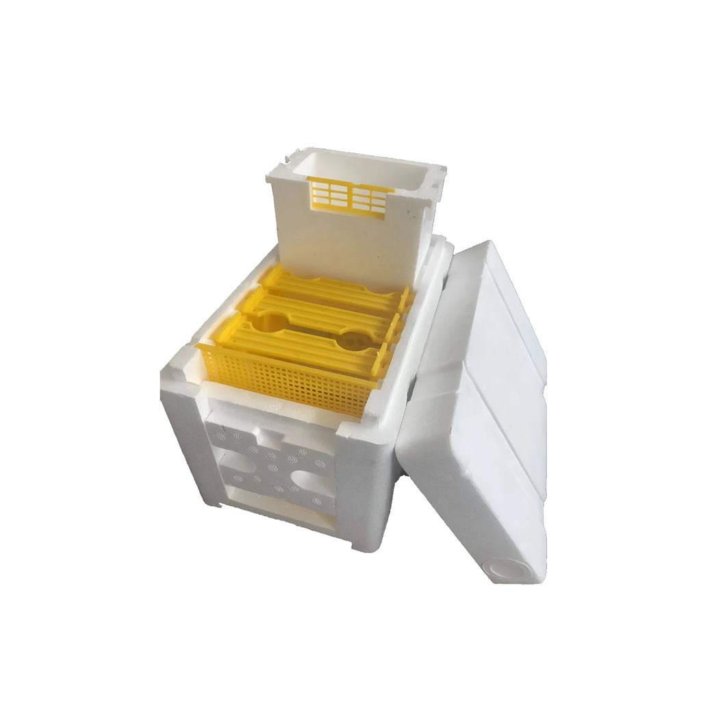 Three white EPS foam mini boxes for beekeeping tool storage and transport.