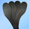 Black carbon fibre running insoles with 3K weave pattern showing full palm design