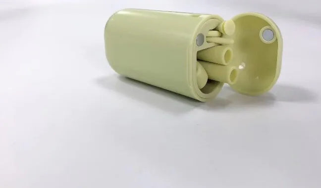 Folding reusable stainless steel drinking straw with cleaning rod and storage box in a pocket