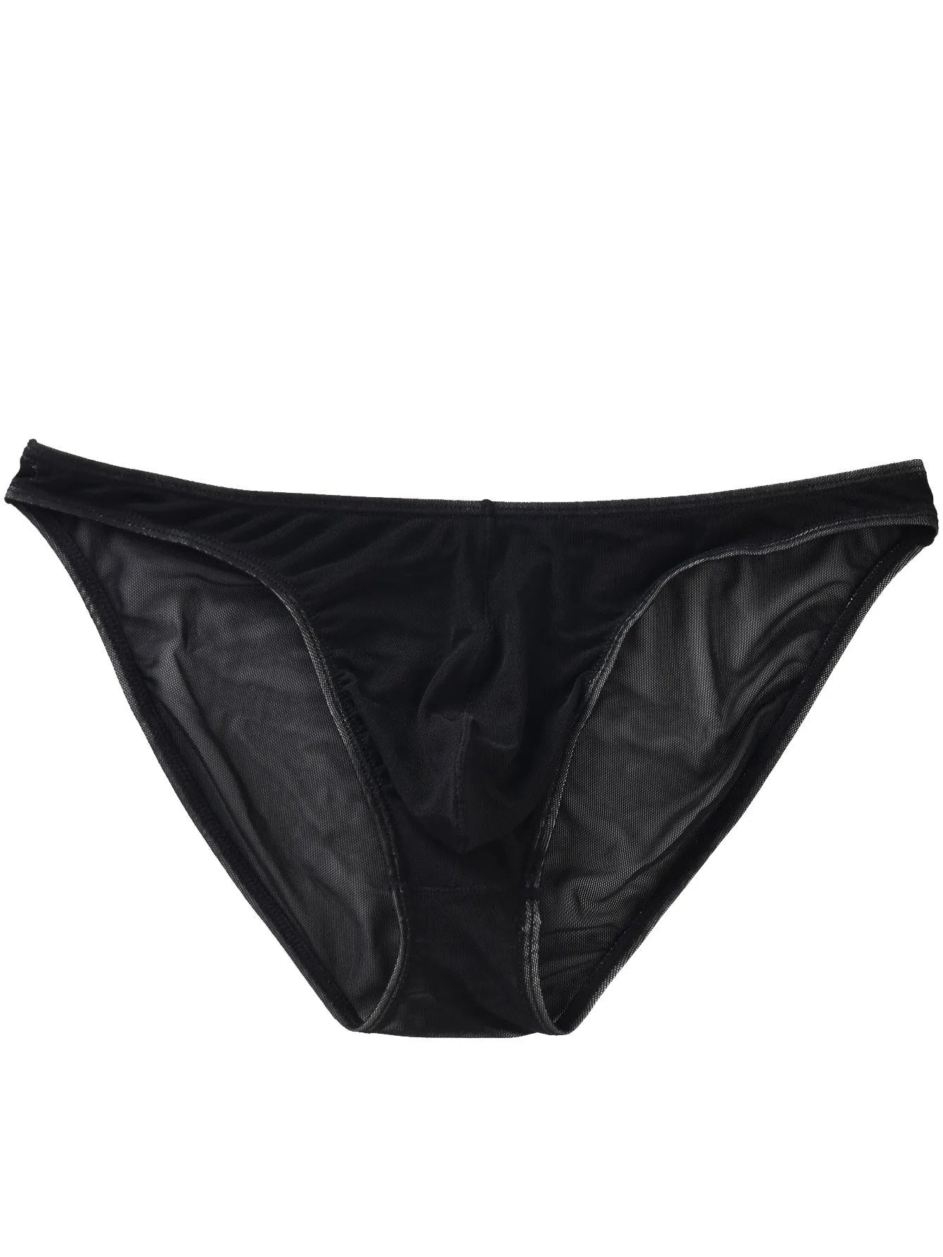 Men's black low waist triangle briefs made from quick-dry Nylon ice silk fabric