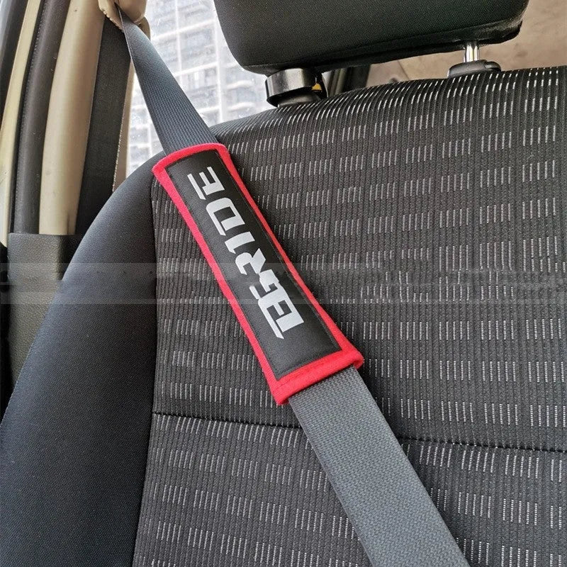 Car shoulder sleeve protection mat set in black, blue, or red colours showing sponge cloth embroidery weaving construction