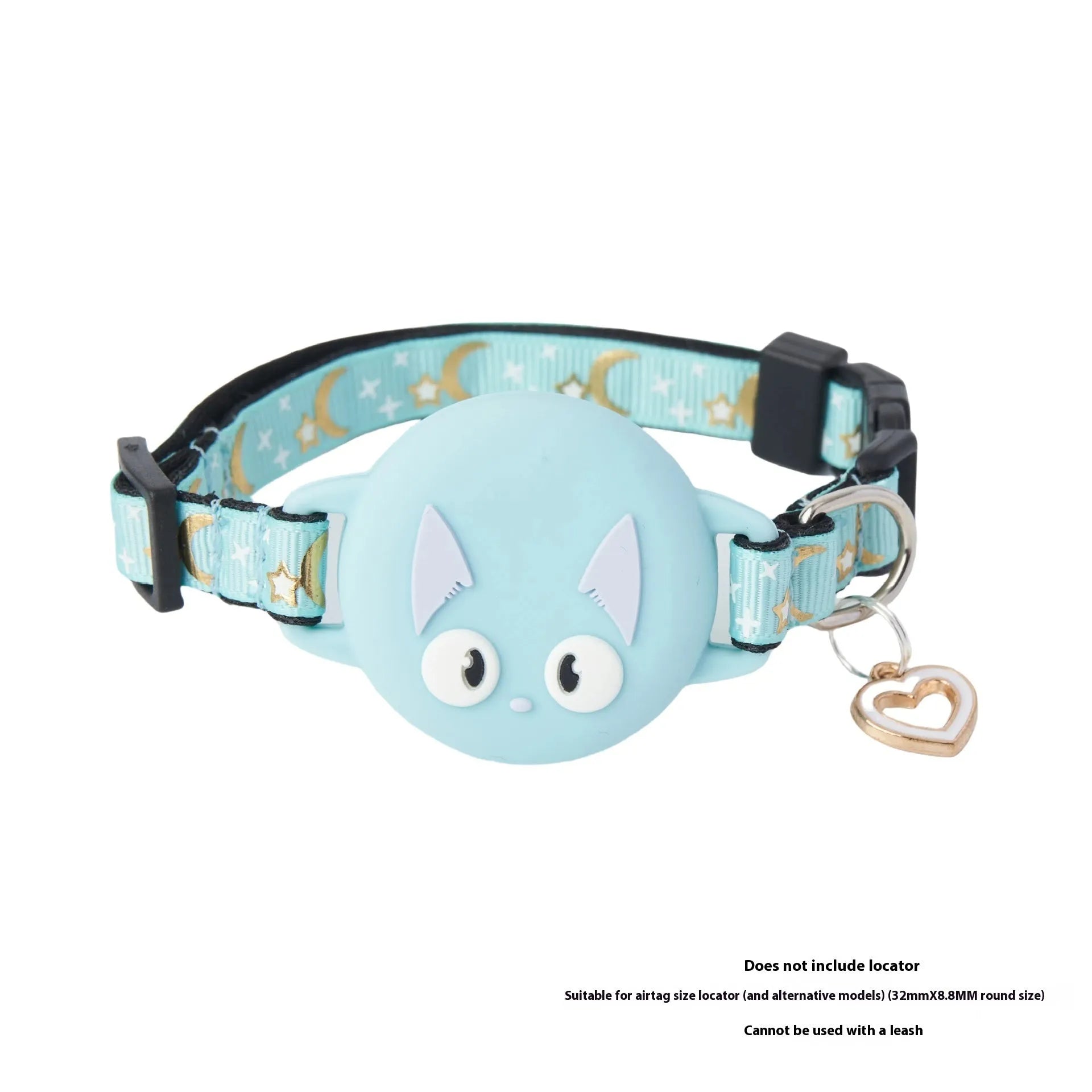 Adjustable plastic cat collar for Apple AirTag in pink, shown on a pink background.