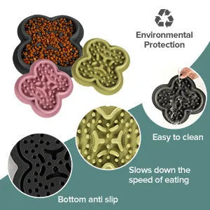 Silicone pet licking pad with textured surface and non-slip base for slow feeding