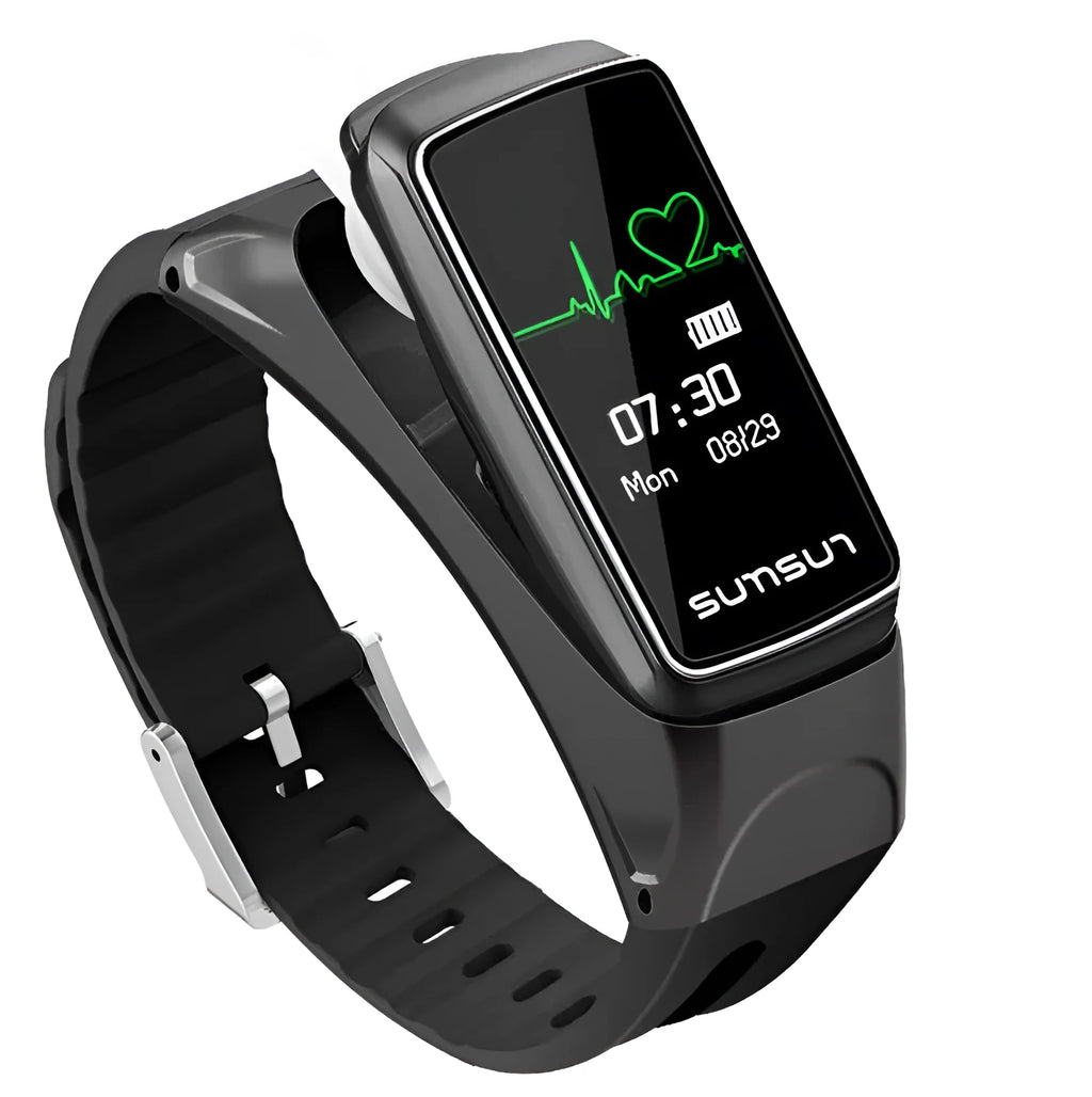 Bluetooth smart watch bracelet headset B7 with OLED display and TPU strap in black colour option
