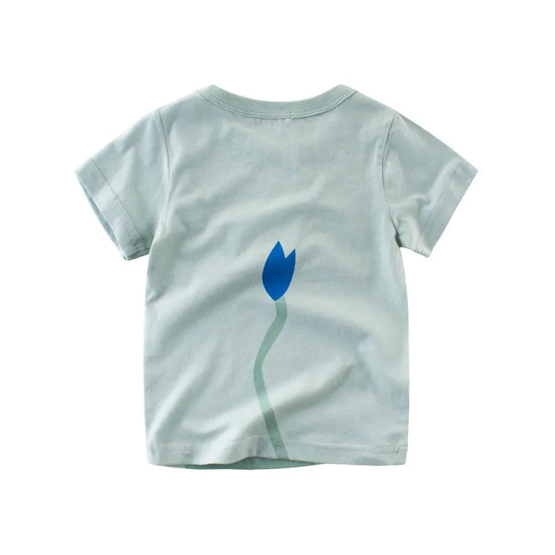Boys' cotton T-shirt with animal graphic print in sizes 90-140cm