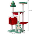 Christmas coloured cat scratching post with integrated platform, 32 cm tall with 25 cm base
