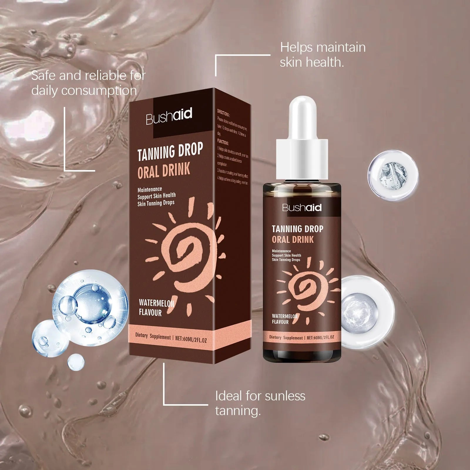 60ml sun tanning essence tube for body protection, compact bottle.