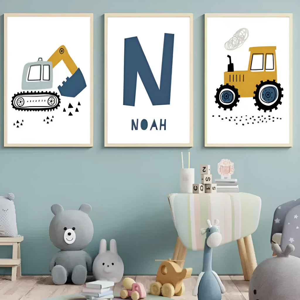 Canvas excavator art poster decoration painting, Nordic style, frameless, available in 10x15cm, 13x18cm, and 15x20cm sizes