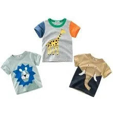 Boys' cotton T-shirt with animal graphic print in sizes 90-140cm