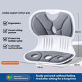 Japanese style lumbar support cushion in grey or black colours for office chair or car seat