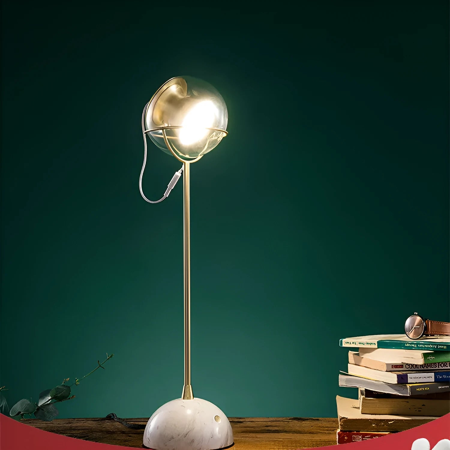 Glass desk lamp with dimmable touch control for LED bulbs
