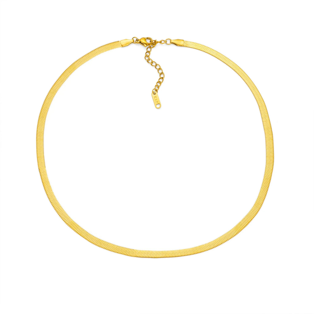 Personalised titanium steel necklace with a single letter A charm on a 40 cm gold chain.