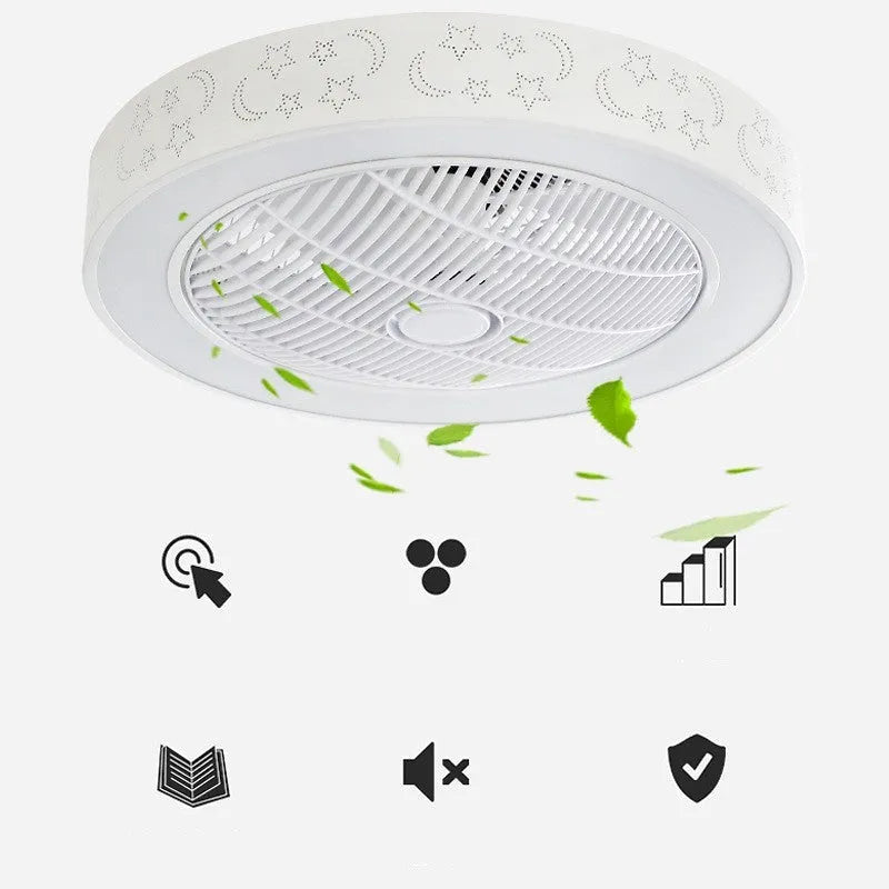 55 cm ceiling fan with integrated LED chandelier and metal blades in pastoral style