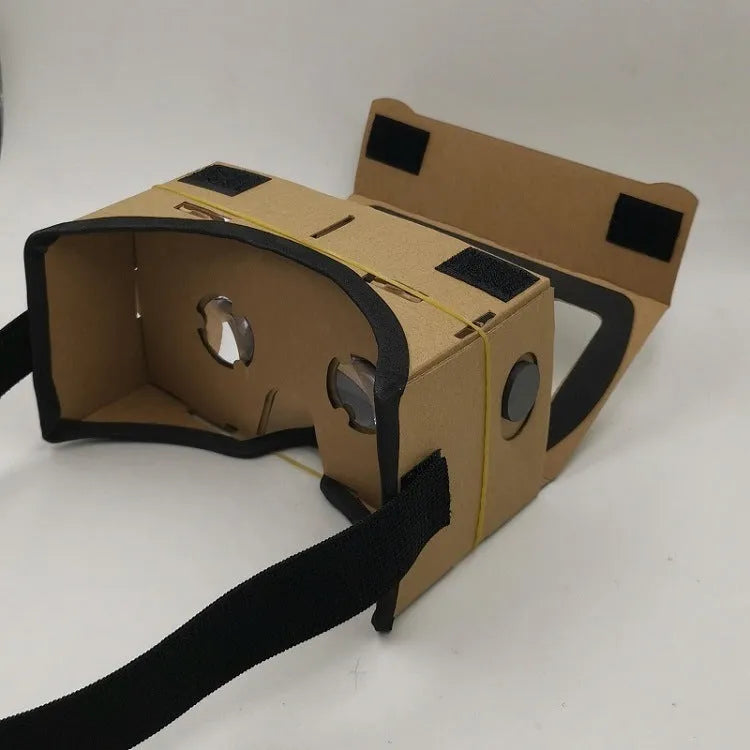 Pink and white VR cardboard glasses for smartphones with 3D lenses