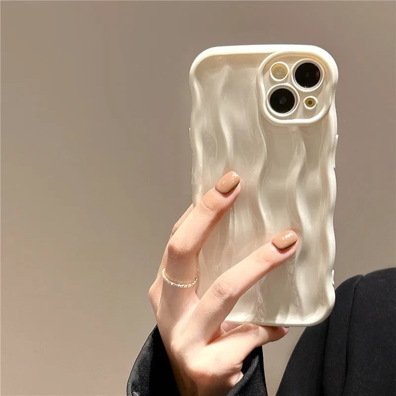 iPhone 17 soft silicone phone case with water ripple pattern in five colour variations