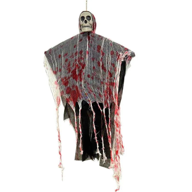 Blood-dyed luminous plastic skull ghost Halloween hanging ornament for outdoor decoration