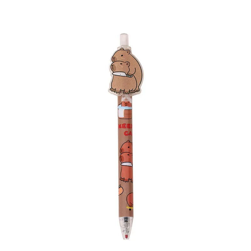 48 cartoon bear gel pens with plastic shells and carbon black ink in bulk packaging
