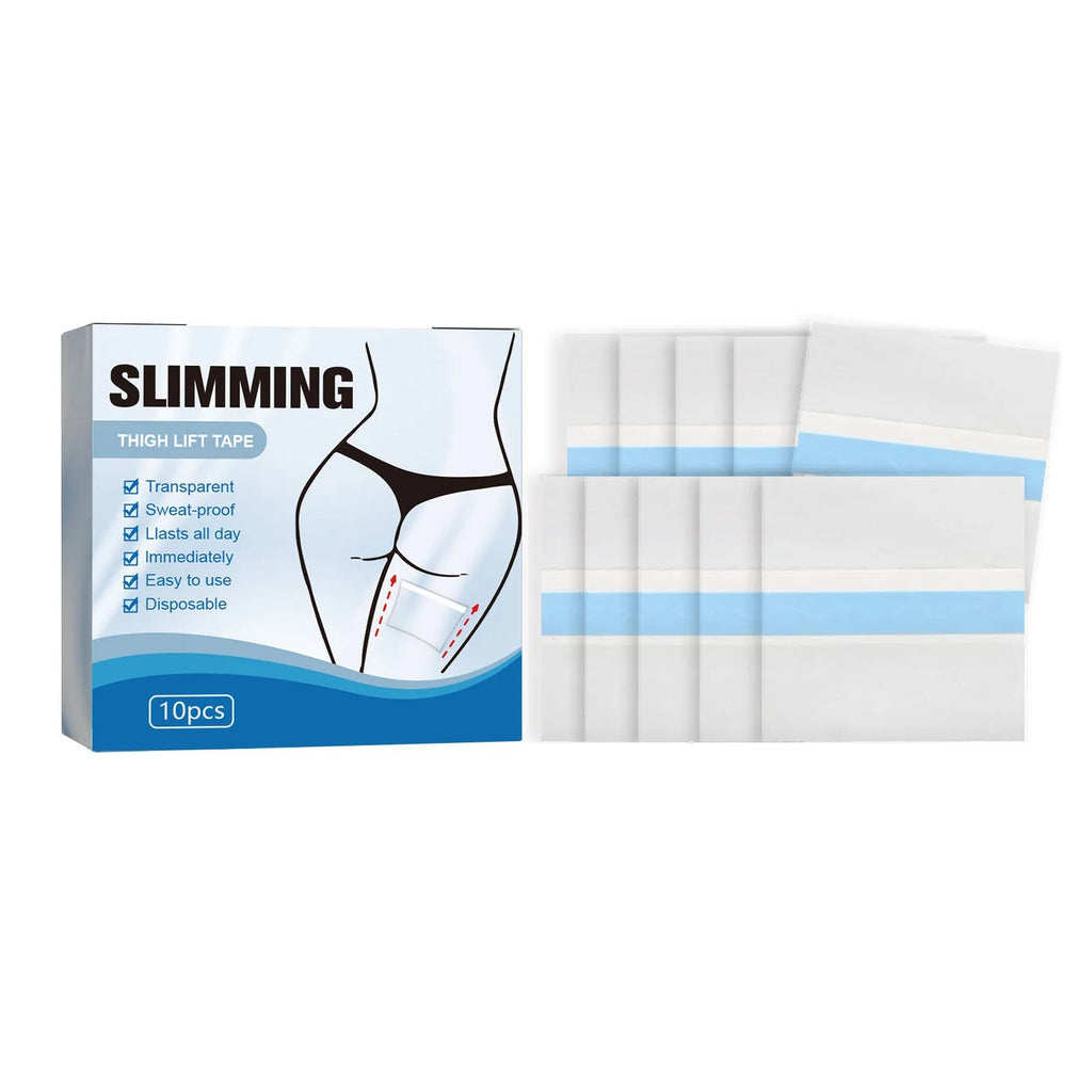 Box of 10 square body shaping gel patches, each measuring 12cm by 12cm.