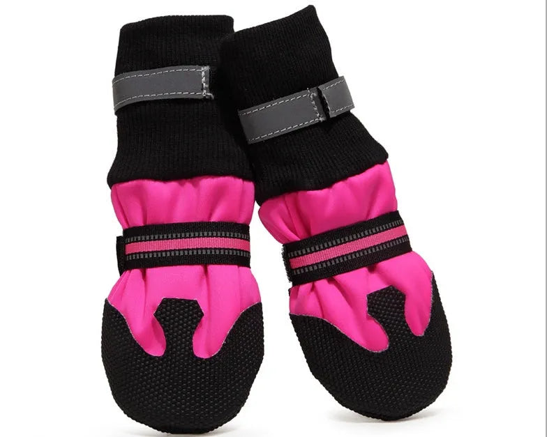 Waterproof dog boots for medium to large dogs, blue with non-slip rubber sole and reflective Velcro straps