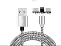 3-in-1 magnetic charging cable with Android, Type C, and Apple connectors in multiple colours