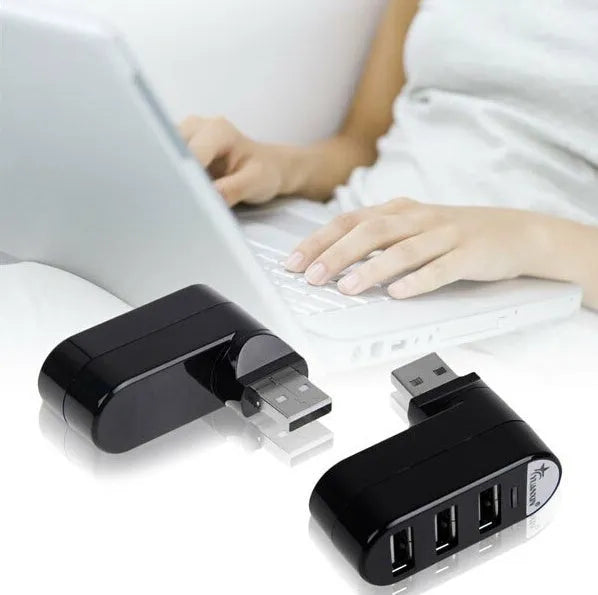 Black and white USB 2.0 hub splitter with multiple high-speed expansion ports for computer connectivity