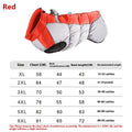 A large dog wearing a reflective waterproof winter coat in polar fleece, available in black, blue, red and rose red.
